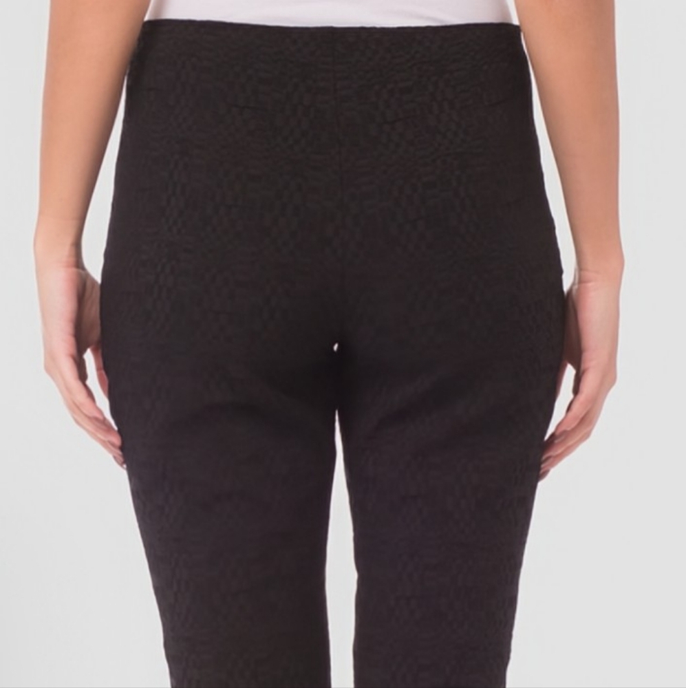 Joseph Ribkoff Jacquard Pants Size 8 Black Charcoal Front Zip No Pockets VGUC - Picture 5 of 11